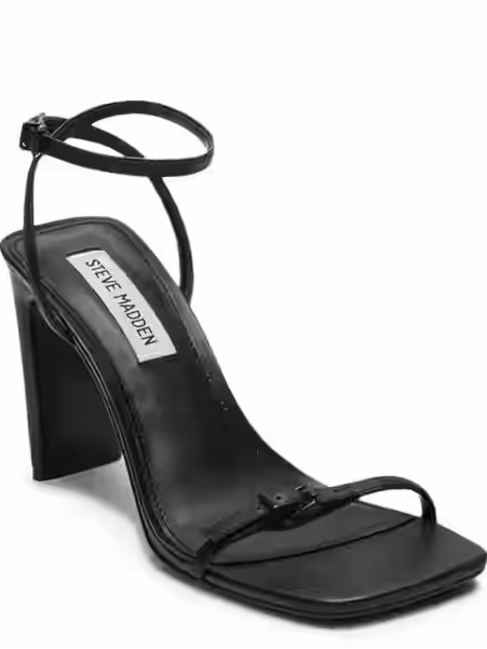 Steve Madden Black Minimal Ankle‑Strap Block Heel Sandal